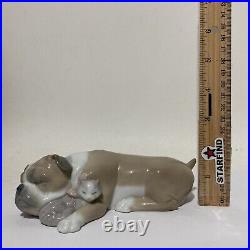 Lladro #6417 Unlikely Friends Bull Dog Cat Porcelain Figurine Retired Figure