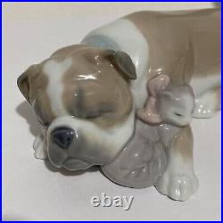 Lladro #6417 Unlikely Friends Bull Dog Cat Porcelain Figurine Retired Figure