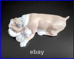 Lladro #6417 Unlikely Friends Bulldog & Cat Porcelain Figurine Retired Dog Nap