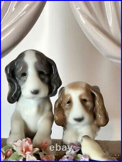 Lladro #6502 Please Come Home Dogs At Window Fine Porcelain Figurine