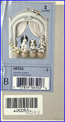 Lladro #6502 Please Come Home Dogs At Window Fine Porcelain Figurine