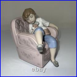 Lladro #6549 Naptime Friends Taking A Nap With Dog Great Condition