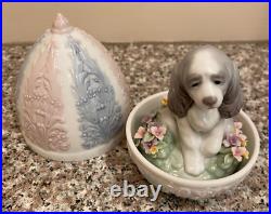 Lladro #6617 Puppy Surprise Puppy Dog in Easter Egg Glossy Figurine in Box