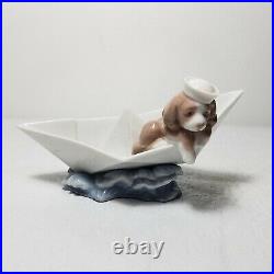 Lladro #6642 Little Stow Away figurine dog in boat
