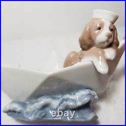 Lladro #6642 Little Stow Away figurine dog in boat