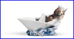 Lladro 6642 Little Stowaway Dog in a Paper Boat Figurine 01006642 New