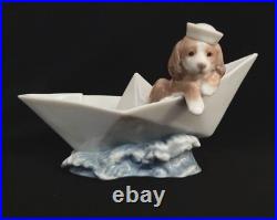 Lladro 6642 Little Stowaway Original Box Mint Condition Barco De Papel Puppy Dog