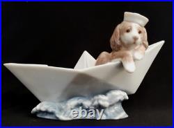 Lladro 6642 Little Stowaway Original Box Mint Condition Barco De Papel Puppy Dog