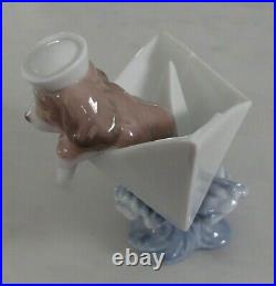 Lladro 6642 Little Stowaway puppy dog adrift in a paper boat MWOB, RV$215