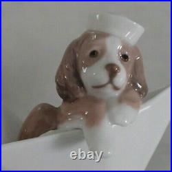 Lladro 6642 Little Stowaway puppy dog adrift in a paper boat MWOB, RV$215