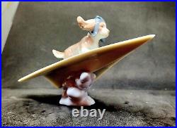 Lladro #6665 Let's Fly Away Adorable Puppy on a Paper Airplane