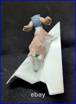 Lladro #6665 Let's Fly Away Adorable Puppy on a Paper Airplane