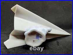 Lladro #6665 Let's Fly Away Adorable Puppy on a Paper Airplane