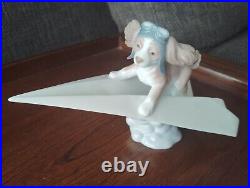 Lladro 6665 Let's Fly Away Dog on Paper Airplane Porcelain Figurine