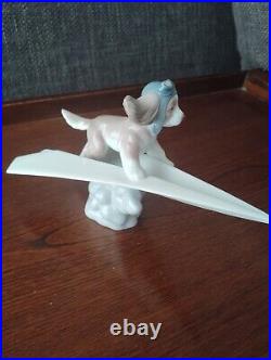 Lladro 6665 Let's Fly Away Dog on Paper Airplane Porcelain Figurine