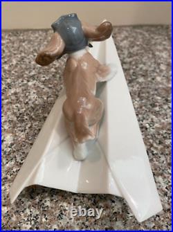 Lladro #6665 Let's Fly Away Figurine Dog Puppy on Airplane Glossy
