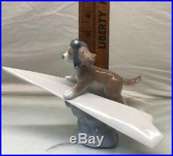Lladro #6665 Let's Fly Away New -Dog on Paper Airplane- Mint