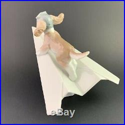 Lladro #6665 Let's Fly Away New in Original Box -Dog on Paper Airplane- Mint