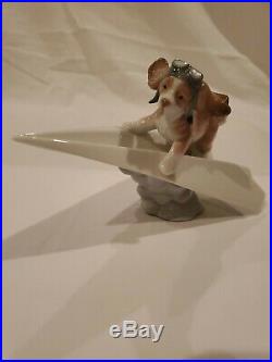 Lladro #6665 Let's Fly Away in box! Mint condition. Dog on Paper Airplane
