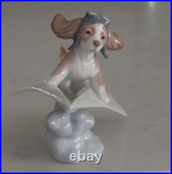 Lladro 6665 Let's Fly Away puppy dog on paper airplane goggles MWOB, RV$260