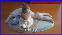 Lladro # 6673 Christmas Buddies Mint with Box Figure Night Before Christmas Dog