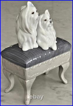 Lladro 6688 Sitting Pretty 2 Maltese Puppy Dogs Sitting Pretty MWOB, RV$560