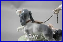Lladro 6784 Puppy Parade Girl Walking Dogs Figurine