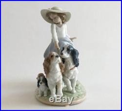 Lladro 6784 Puppy Parade Girl Walking Dogs Figurine 2001 With Original Box