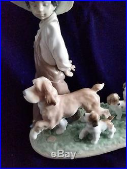 Lladro #6828 My Little Explorers Boy With Dog And Pups Privilege Collection