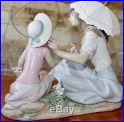 Lladro #6910 As Pretty As A Flower Mother Daughter Puppy Dog Figurine Large