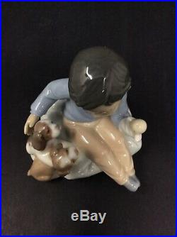 Lladro 6983 Growing Up Together Boy With Puppet & Dogs Retired