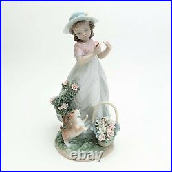 Lladro #6999'Joy in the Garden' Girl & Dog with Roses Figurine with Box