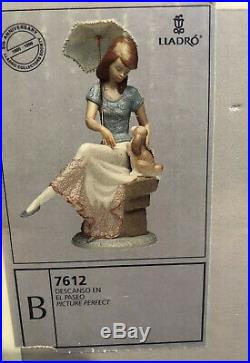 Lladro #7612 Picture Perfect 1989 Lady Sitting With A Dog And Parasol Brand New