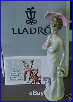Lladro #7617 Garden Classic Brand Nib Lady Dog Signed $260 Off Rare Free Shiping