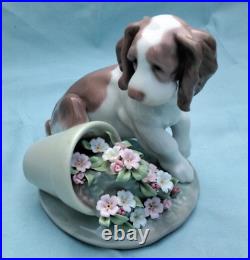 Lladro 7672 It Wasn't Me Dog and Flower figurine Collectors Series with Box