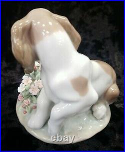 Lladro 7672 It Wasn't Me Puppy With Overturned Flowers Retired MIB