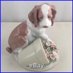 Lladro 7672 It Wasnt Me! Dog Flower Pot Porcelain Figurine Mint in box