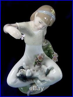 Lladro #7711 Playtime With Petals Brand Nib Girl Puppy Dog $150 Off Free Shiping