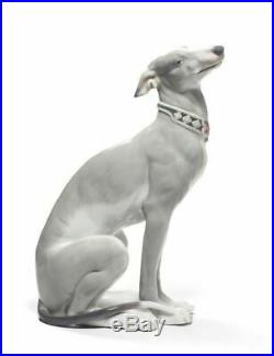 Lladro 8607 Attentive Greyhound Dog White Figurine 01008607 New