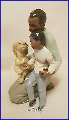 Lladro 9 High Black Legacy Figurine 6815 A Moment To Remember Father Son Dog