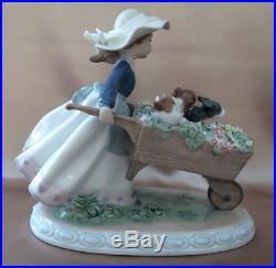 Lladro A BARROW OF FUN NEW IN BOX Porcelain 5460 GIRL DOGS FLOWERS Figurine