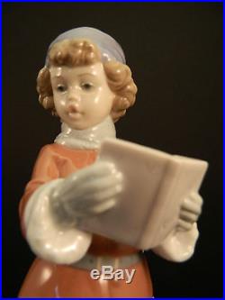 Lladro A Christmas Duet 6714 Porcelain Figurine Boy with Dog Retired Caroling