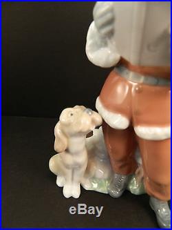 Lladro A Christmas Duet 6714 Porcelain Figurine Boy with Dog Retired Caroling