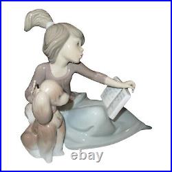 Lladro''A Lesson Shared'' Vintage 1987 Porcelain Girl Reading with Dog #5475