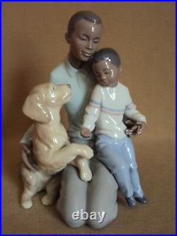 Lladro A MOMENT TO REMEMBER African Black Legacy Father with Son and Dog NIB