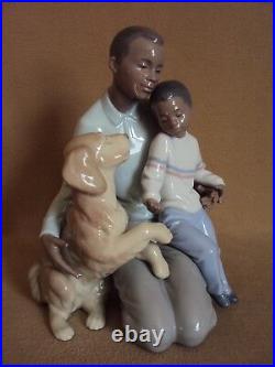 Lladro A MOMENT TO REMEMBER African Black Legacy Father with Son and Dog NIB