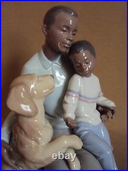 Lladro A MOMENT TO REMEMBER African Black Legacy Father with Son and Dog NIB