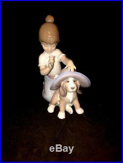 Lladro An Elegant Touch #6862 Girl And Dog Wearing A Hat