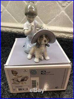 Lladro An Elegant Touch #6862 Girl and Dog Wearing a Hat