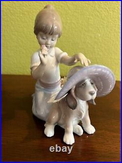 Lladro An Elegant Touch Girl and Puppy Dog with Hat 6862